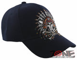 NEW! NATIVE PRIDE HONOR CHIEF SKULL HEAD CAP HAT NAVY