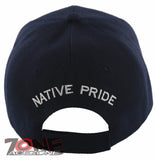 NEW! NATIVE PRIDE HONOR CHIEF SKULL HEAD CAP HAT NAVY