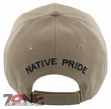 NEW! NATIVE PRIDE HONOR CHIEF SKULL HEAD CAP HAT TAN