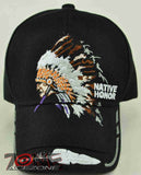 NEW! NATIVE PRIDE HONOR CHIEF HEAD CAP HAT BLACK