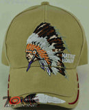 NEW! NATIVE PRIDE HONOR CHIEF HEAD CAP HAT TAN