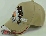 NEW! NATIVE PRIDE HONOR CHIEF HEAD CAP HAT TAN