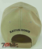 NEW! NATIVE PRIDE HONOR CHIEF HEAD CAP HAT TAN