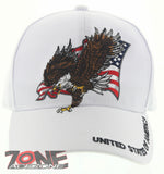 NEW! EAGLE FLY USA FLAG BALL CAP HAT WHITE