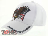 NEW! EAGLE FLY USA FLAG BALL CAP HAT WHITE