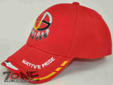 NATIVE PRIDE WHEEL HOOP INDIAN FEATHER CAP HAT RED