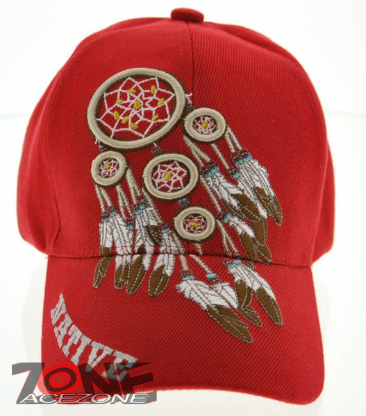 NATIVE PRIDE INDIAN FEATHER DREAM CATCHER CAP HAT N1 RED