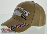 NEW! NATIVE PRIDE INDIAN MIDDLE BIG FEATHER CAP HAT TAN