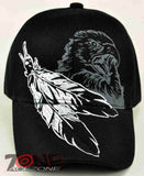 NATIVE PRIDE INDIAN BIG FEATHER EAGLE CAP HAT BLACK