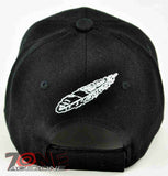 NATIVE PRIDE INDIAN BIG FEATHER WOLF CAP HAT BLACK