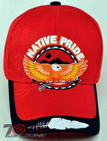 Red Native Caps NEW! NATIVE PRIDE EAGLE FEATHER CAP HAT N1 RED – AceZone.com