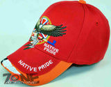 NEW! NATIVE PRIDE EAGLE FEATHER CAP HAT RED