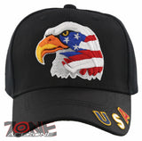 NEW! EAGLE FLAG BIG HEAD USA BALL CAP HAT BLACK