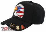 NEW! EAGLE FLAG BIG HEAD USA BALL CAP HAT BLACK