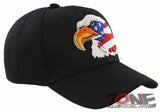 NEW! EAGLE FLAG BIG HEAD USA BALL CAP HAT BLACK