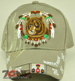 NATIVE PRIDE BEAR DREAM CATCHER FEATHER N1 CAP HAT TAN