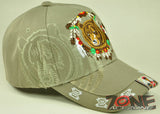 NATIVE PRIDE BEAR DREAM CATCHER FEATHER N1 CAP HAT TAN