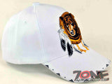 NATIVE PRIDE BEAR DREAM CATCHER FEATHER CAP HAT WHITE