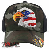 NEW! EAGLE FLAG BIG HEAD USA BALL CAP HAT GREEN CAMO