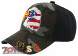NEW! EAGLE FLAG BIG HEAD USA BALL CAP HAT GREEN CAMO