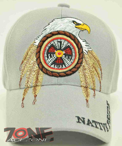 WHOLESALE NEW! NATIVE EAGLE WINGS CAP HAT GRAY