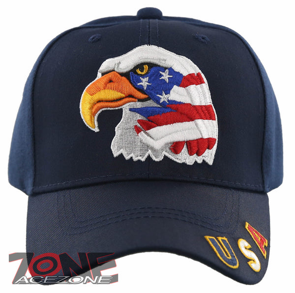 NEW! EAGLE FLAG BIG HEAD USA BALL CAP HAT NAVY