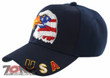 NEW! EAGLE FLAG BIG HEAD USA BALL CAP HAT NAVY