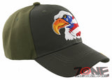 NEW! EAGLE FLAG BIG HEAD USA BALL CAP HAT OLIVE
