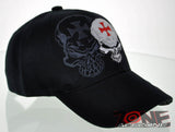 NEW! MOTO CHOPPERS BIKER SKULL RED CROSS CAP HAT BLACK