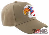 NEW! EAGLE FLAG BIG HEAD USA BALL CAP HAT TAN
