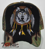 NEW! NATIVE PRIDE WOLF FLAME CAP HAT CAMO BLACK