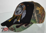 NEW! NATIVE PRIDE WOLF FLAME CAP HAT CAMO BLACK