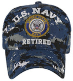 NEW! US NAVY RETIRED USN ROUND CAP HAT DIGITAL NAVY CAMO