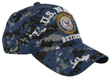 NEW! US NAVY RETIRED USN ROUND CAP HAT DIGITAL NAVY CAMO