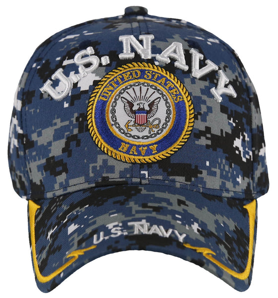 NEW! US NAVY USN BIG ROUND SIDE LINE CAP HAT DIGITAL NAVY CAMO