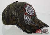 NEW! NATIVE PRIDE BIG FEATHERS WOLF BALL CAP HAT CAMO