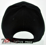 NEW! NATIVE PRIDE INDIAN AMERICAN SIDE EAGLE FEATHERS CAP HAT BLACK