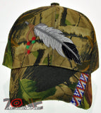 NEW! NATIVE PRIDE INDIAN AMERICAN SIDE BIG FEATHERS CAP HAT CAMO