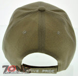 NEW! NATIVE PRIDE INDIAN AMERICAN SIDE BULL SKULL FEATHERS CAP HAT TAN