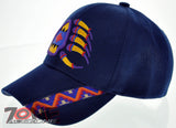 NEW! NATIVE PRIDE INDIAN AMERICAN SIDE BEAR CLAW FEATHERS CAP HAT NAVY