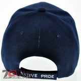 NEW! NATIVE PRIDE INDIAN AMERICAN SIDE BEAR CLAW FEATHERS CAP HAT NAVY