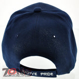 NEW! NATIVE PRIDE INDIAN AMERICAN SIDE BIG LETTER FEATHERS CAP HAT NAVY