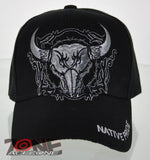 NEW! NATIVE PRIDE INDIAN AMERICAN BULL SKULL CAP HAT BLACK