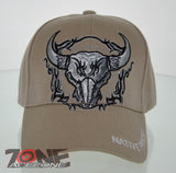 NEW! NATIVE PRIDE INDIAN AMERICAN BULL SKULL CAP HAT TAN