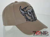 NEW! NATIVE PRIDE INDIAN AMERICAN BULL SKULL CAP HAT TAN
