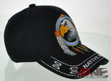 NEW! NATIVE PRIDE INDIAN AMERICAN EAGLE FEATHERS CAP HAT BLACK