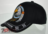 NEW! NATIVE PRIDE INDIAN AMERICAN EAGLE FEATHERS CAP HAT BLACK