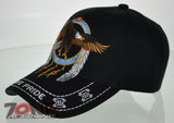 NEW! NATIVE PRIDE INDIAN AMERICAN BIG EAGLE FEATHERS CAP HAT BLACK