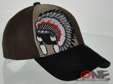 NEW! NATIVE PRIDE INDIAN AMERICAN CHIEF FEATHERS CAP HAT BROWN