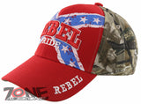 NEW! REBEL PRIDE CENTER CROSS FRAG SIDE BALL CAP HAT RED